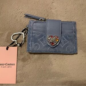 NEW Juicy Couture Baby Blue Glitz Out Tab Elongated CC Wallet